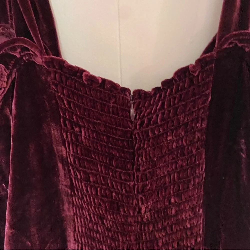 Reformation Antoinette Dress Red Velvet 8 - Picture 7 of 11